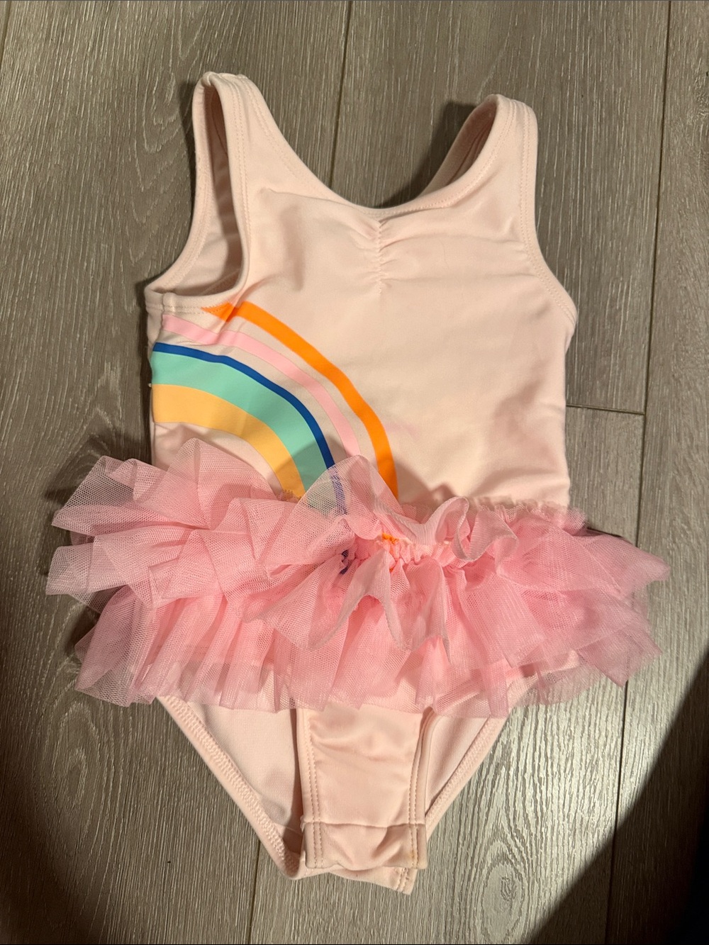 Light Pink Tutu One-Piece Swimsuit with Front Bow 3T